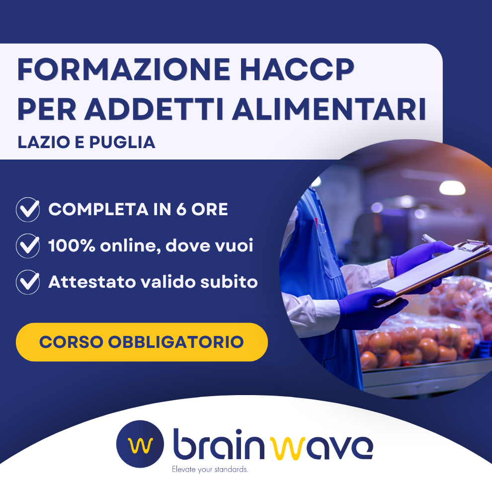 Corso di formazione HACCP per addetti alimentari (Lazio e Puglia)